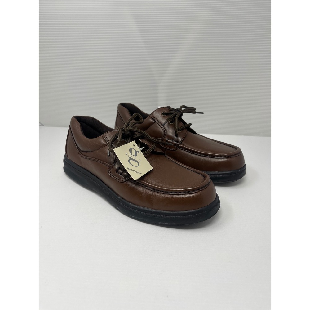 Hush Puppies Zero G Mens Leather Oxford Shoes Tan Brown Moc Toe H18772 Size 10 W